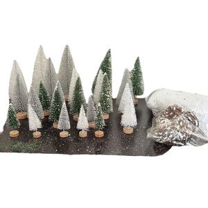 Craft Supplies 34 Pc Winter Scene - 24 Pine Trees, 9 Pine Cones and Fake Snow